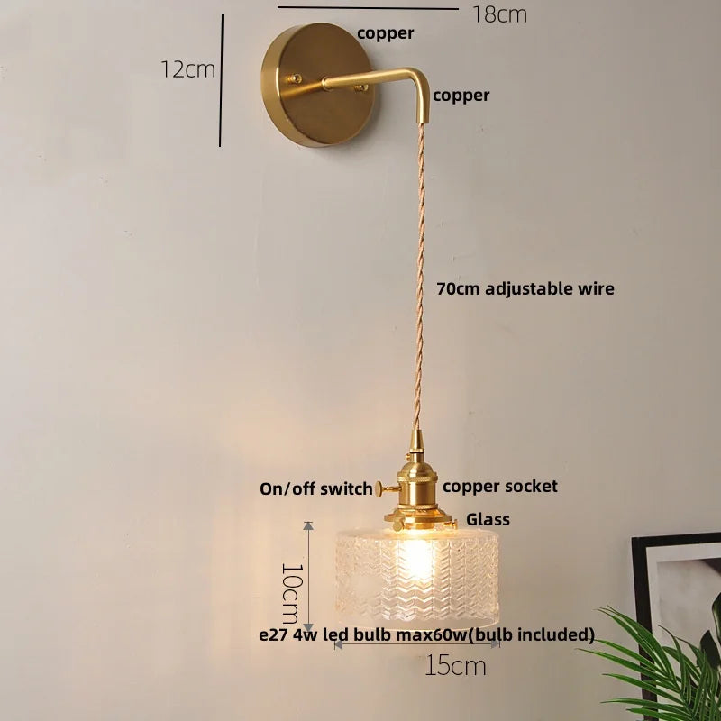 مصباح حائط DecorBites™ زجاجي شفاف LED مع مفتاح سحب لسلسلة الديكورات العصرية