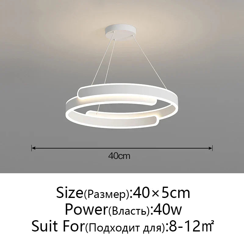 DecorBites™ Black White LED Ring Chandelier Pendant Lights for Home Indoor Decor