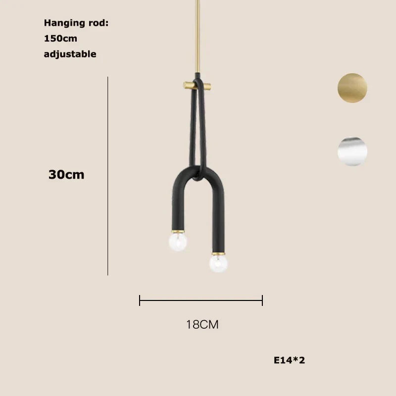DecorBites™ Black Aluminum Tube Dimmable LED Chandelier with U-Shaped Design