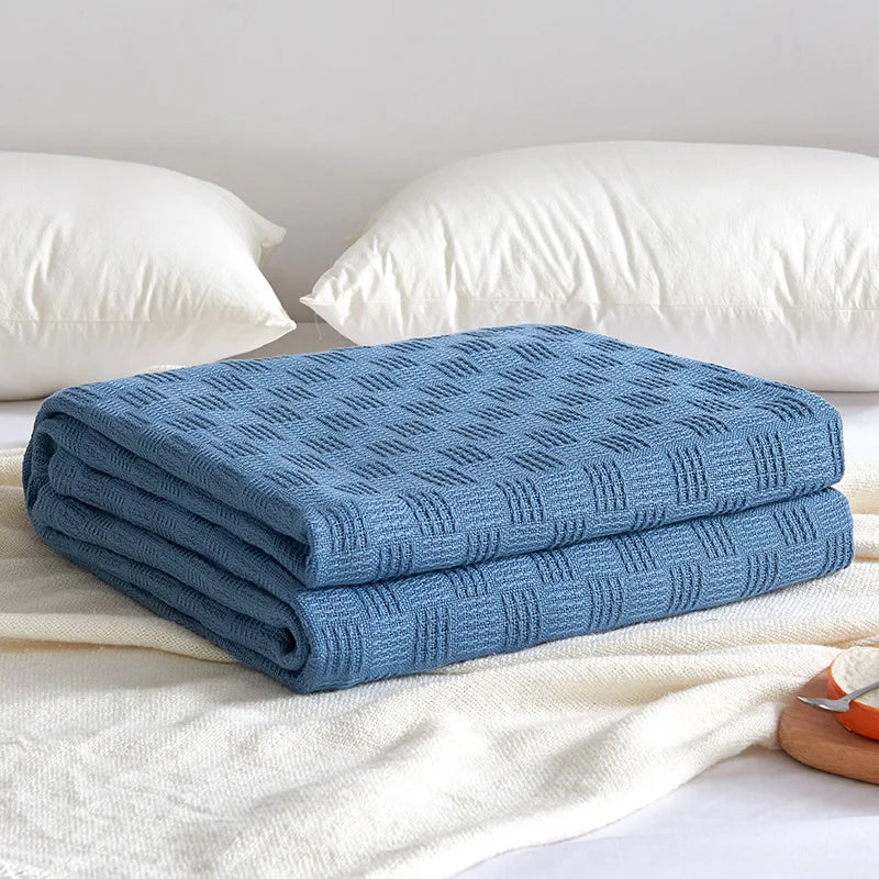 DecorBites™ Cotton Waffle Towel Quilt Single Blanket for Office & Picnics