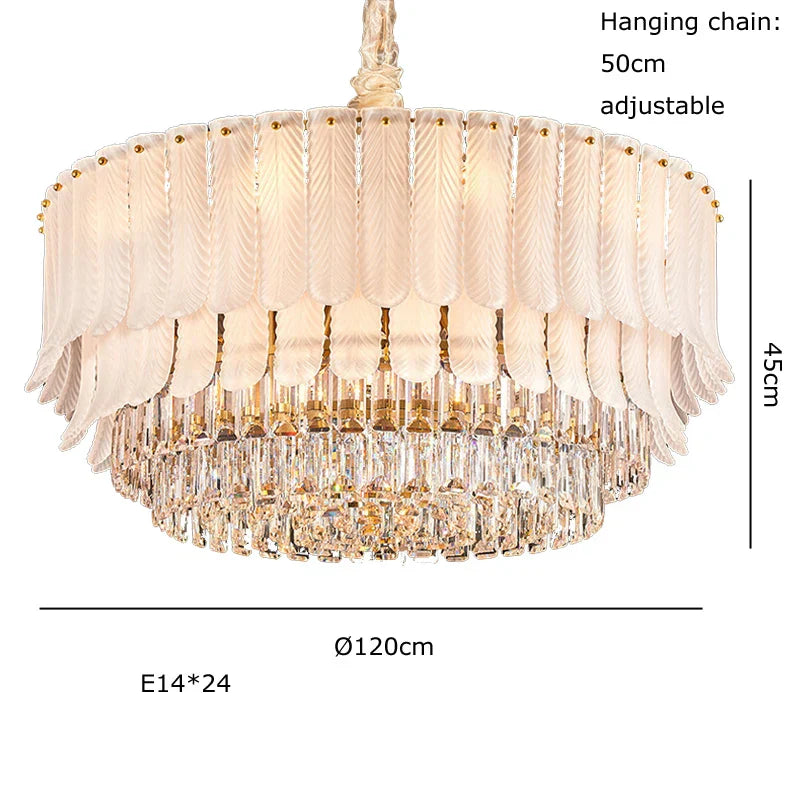 DecorBites™ Golden Crystal Chandelier: Postmodern Luxury Round Chandelier for Living Room