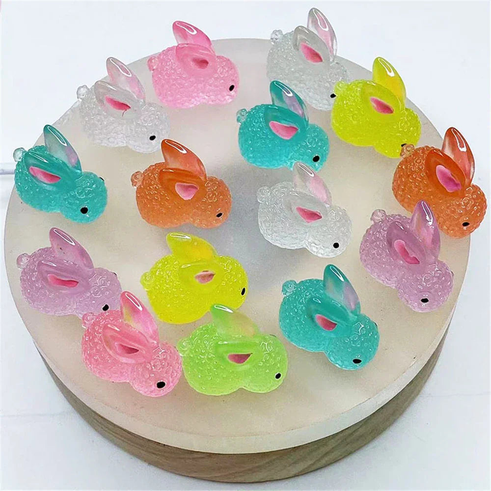 DecorBites™ Fluorescence Micro Rabbit Figurine: Miniature Room Decor Ornaments