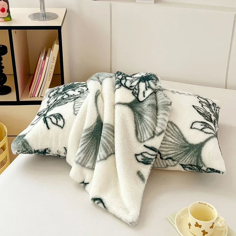 DecorBites™ Cozy Winter Plush Pillowcase: Nordic Printed Milk Velvet Soft Home Decor