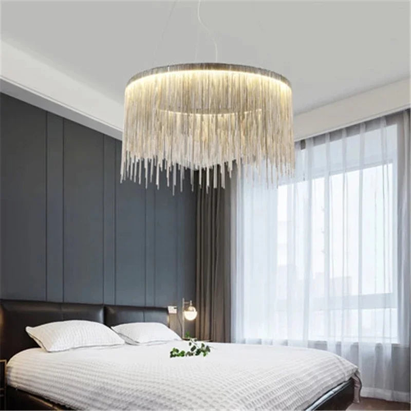 DecorBites™ Gold Chain Chandelier with Remote Control - Modern LED Pendant Light for Home Décor