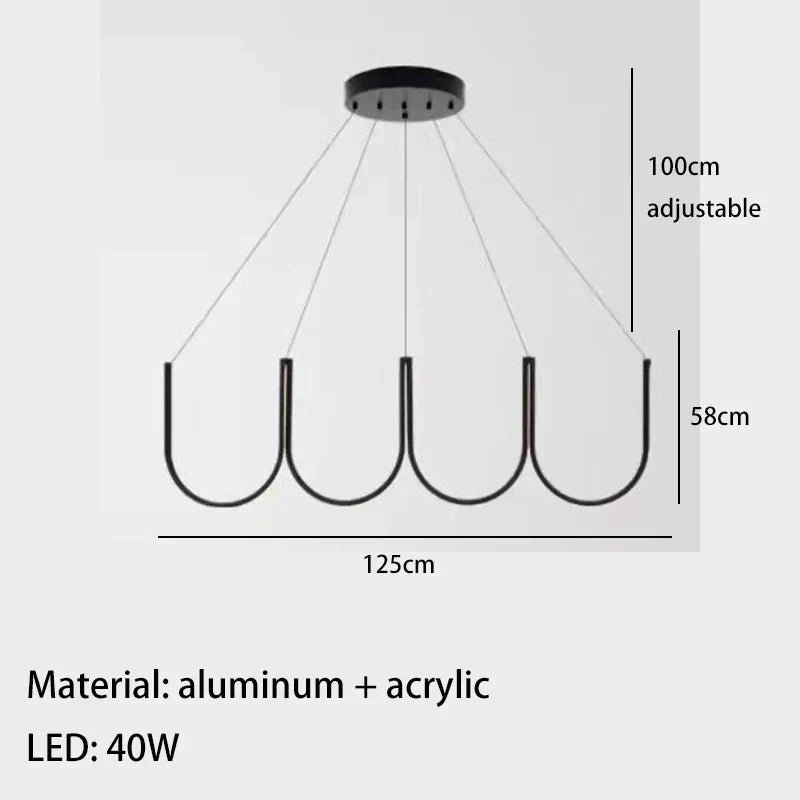 ثريا LED من DecorBites™: إضاءة معلقة من الألومنيوم الأسود والذهبي، مصباح لغرفة المعيشة وغرفة الطعام وغرفة النوم