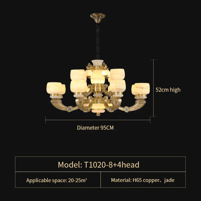 DecorBites™ All Copper Jade Chinese Chandelier: Modern & Simple Living Room Lighting