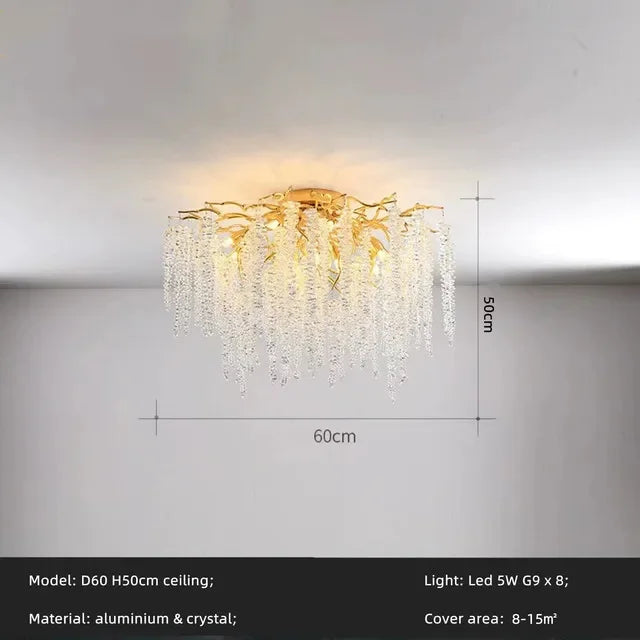 ثريات كريستال LED زجاجية ذهبية من DecorBites™ لديكور غرف الطعام الفاخرة