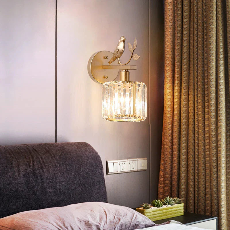DecorBites™ Crystal Bird Wall Lamp: Modern Retro Luxury Light for Living Room Bedroom Aisle