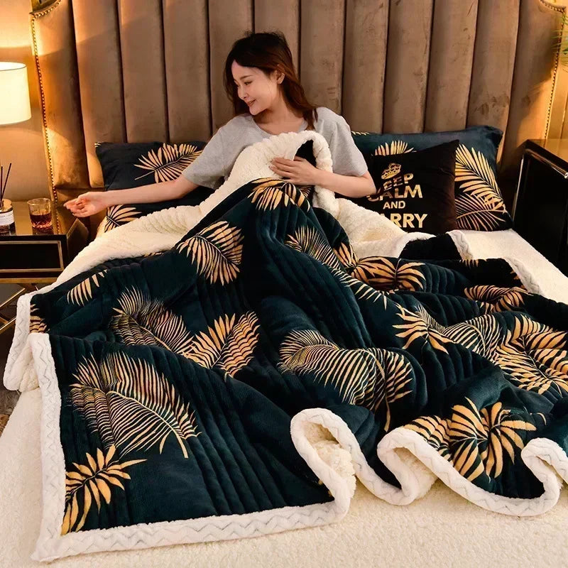 DecorBites™ Cozy Milk Velvet Blanket - 3 Layer Warmth & Fluffy Weighted Blanket