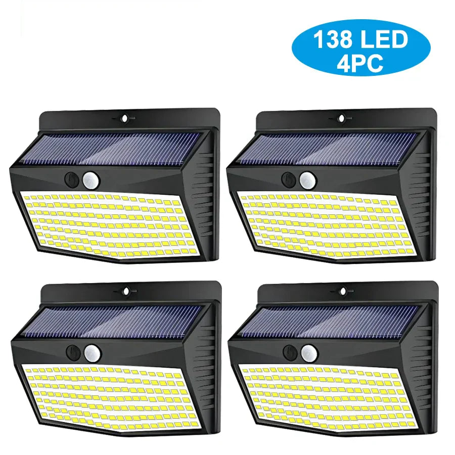 DecorBites™ 138 LED Solar Wall Lamp Security Motion Sensor 3 Modes Fence Yard Deck