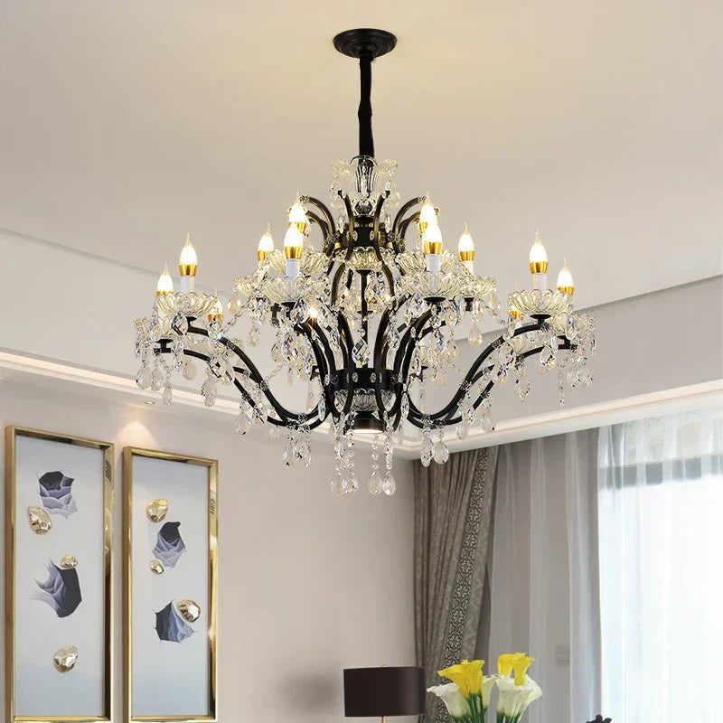 DecorBites™ Crystal Candle Chandelier Lighting: Farmhouse Dining Kitchen Pendant Lamp