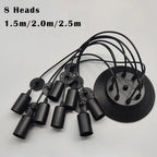 Black Industrial Spider Pendant Light, 6-Light Iron