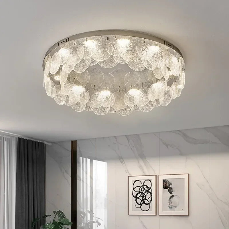 DecorBites™ ثريا زجاجية ومصباح سقف LED | فن معدني حديث | ديكور داخلي لغرفة المعيشة والمطبخ
