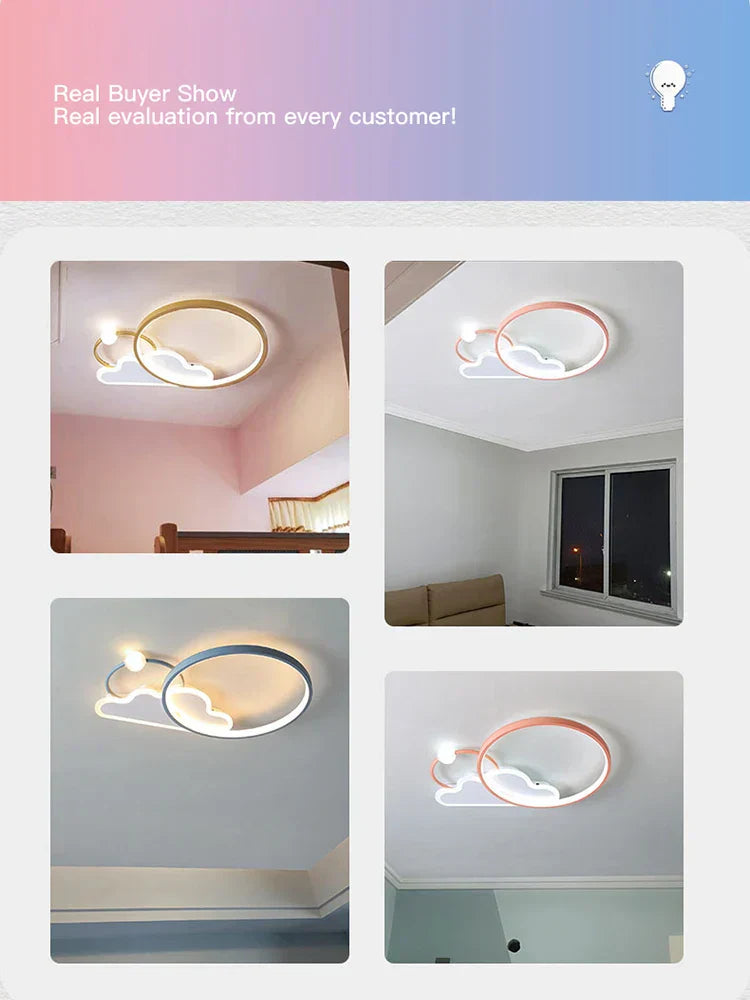 مصباح سقف LED للأطفال من DecorBites™: ثريا حضانة عصرية لغرفة النوم، مصباح كرتوني ذكي