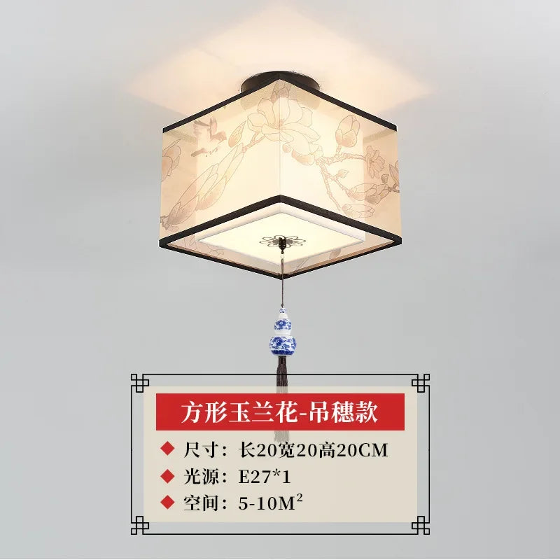 ثريا سقف صينية من DecorBites™ Lotus، مصباح ممر بسيط، إضاءة LED للوحات