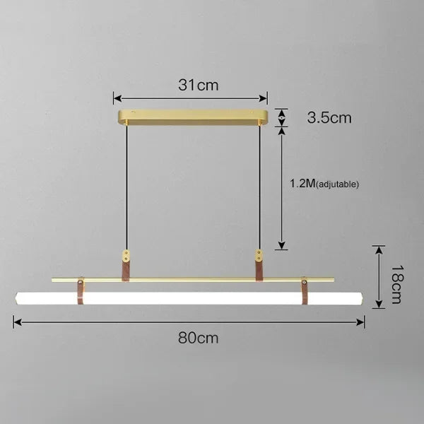 DecorBites™ Eden Modern Black Gold Leather Tube LED Pendant Chandelier