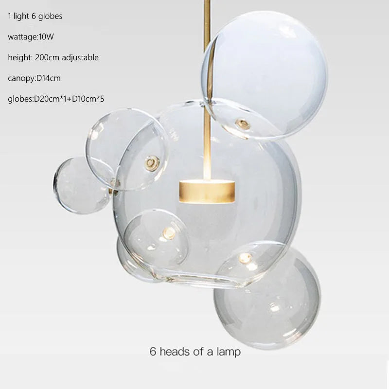 DecorBites™ Glass Bubble Ball LED Chandelier Mickey Light for Modern Indoor Spaces