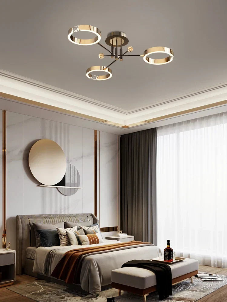 DecorBites™ Gold Plated Luxury Chandelier with Remote Control Crystals for Elegant Living & Bedroom Decor