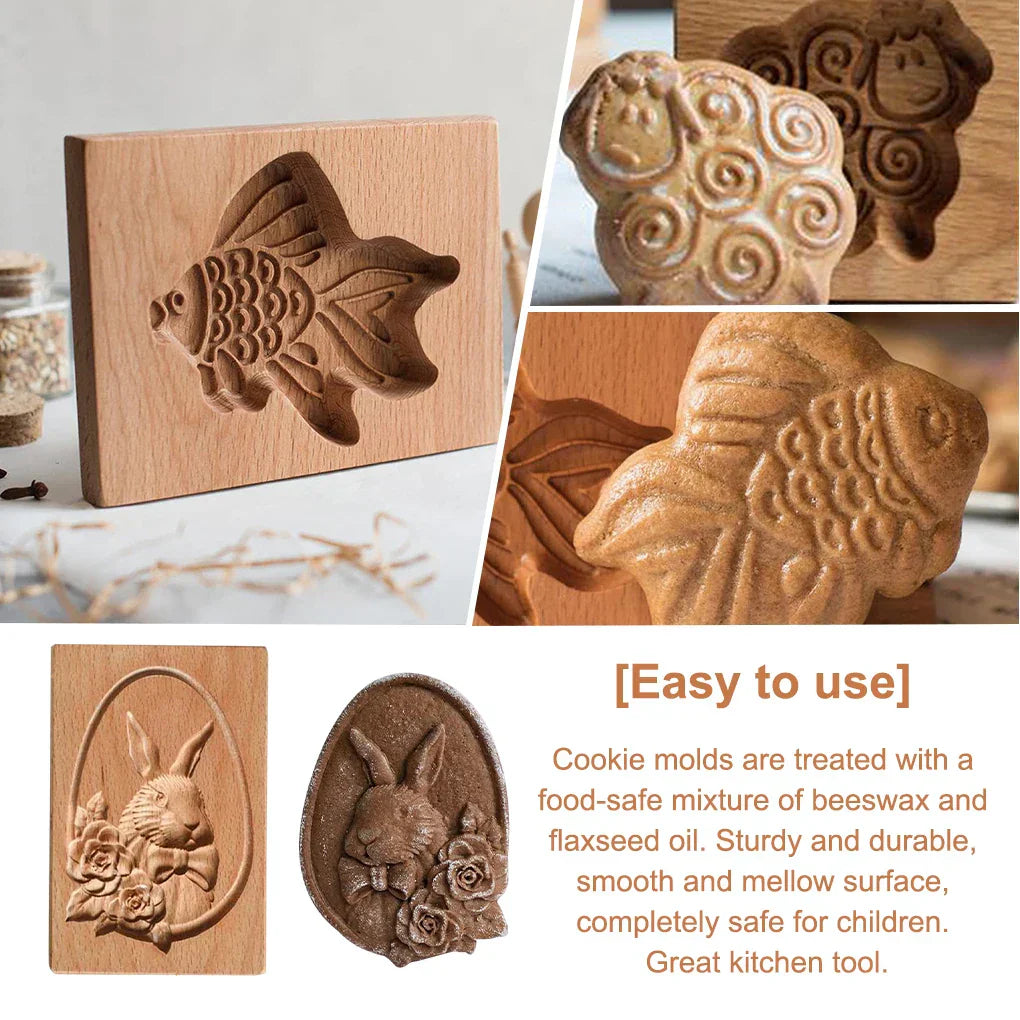 DecorBites™ Gingerbread Cake Wooden Mold: DIY Baking Accessory for Home Bakery