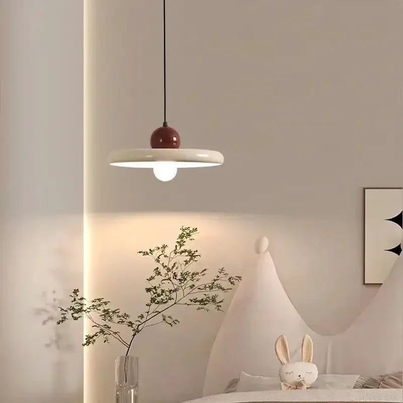 French Cream Flying Saucer Metal Pendant Light