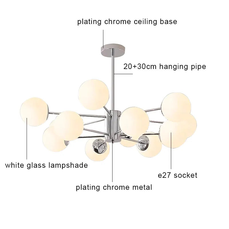 DecorBites™ Glass Ball LED Ceiling Chandelier for Modern Living Room and Bedroom