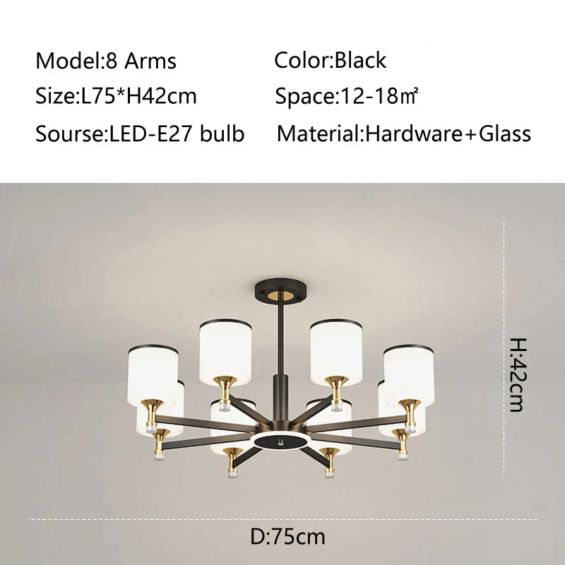 DecorBites™ Glass Chandelier: Nordic Modern LED Hanging Light for Living Room and Bedroom