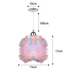 White Feather Pendant Light With Metal Frame