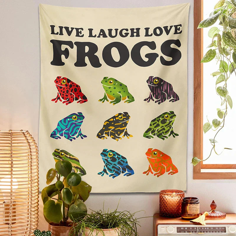 DecorBites™ Frogs Tapestry Wall Hanging Psychedelic Hippie Aesthetic Tapestries Home Decor