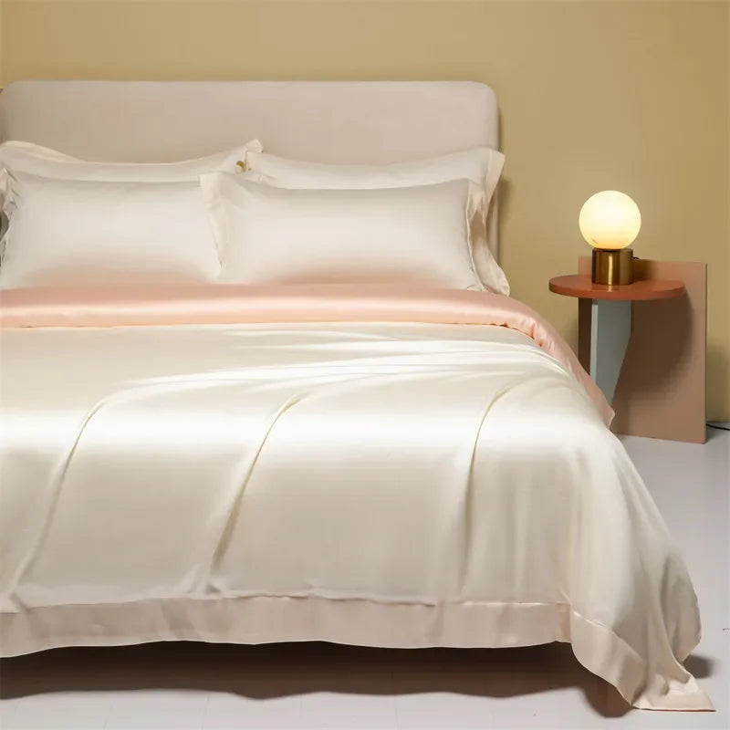 DecorBites™ طقم مفروشات من القماش الطبيعي 120S، ملاءة صيفية مبرّدة ملائمة للبشرة، مفروشات لطيفة على الجلد