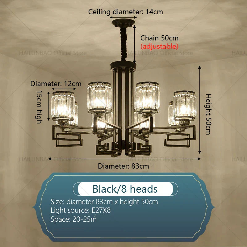 DecorBites™ Crystal Chandelier: Modern Luxury Main Light for Livingroom, Hall, and Restaurant