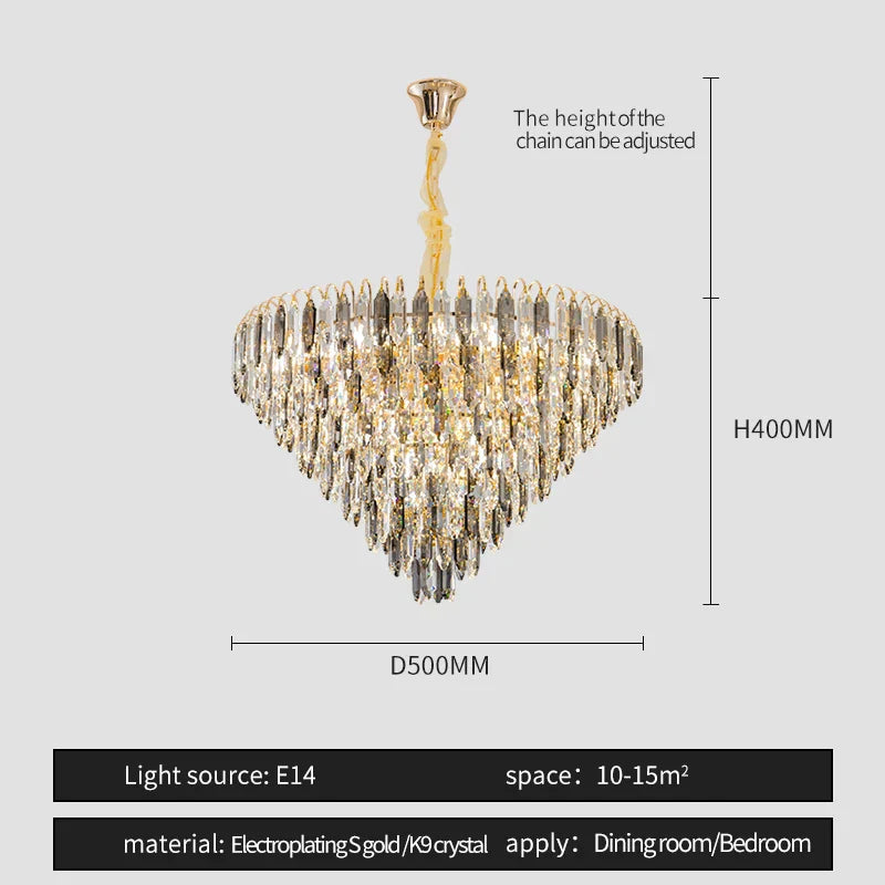 DecorBites™ Crystal Chandelier: Modern Luxury Round Main Lamp for Living Room & Staircase