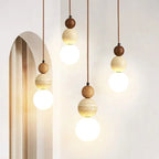 Cream Style Pendant Lamp Bedroom Bedside Led Chandelier Stone Wood Light Designer Bauhaus Medieval Restaurant Bar Small Lights