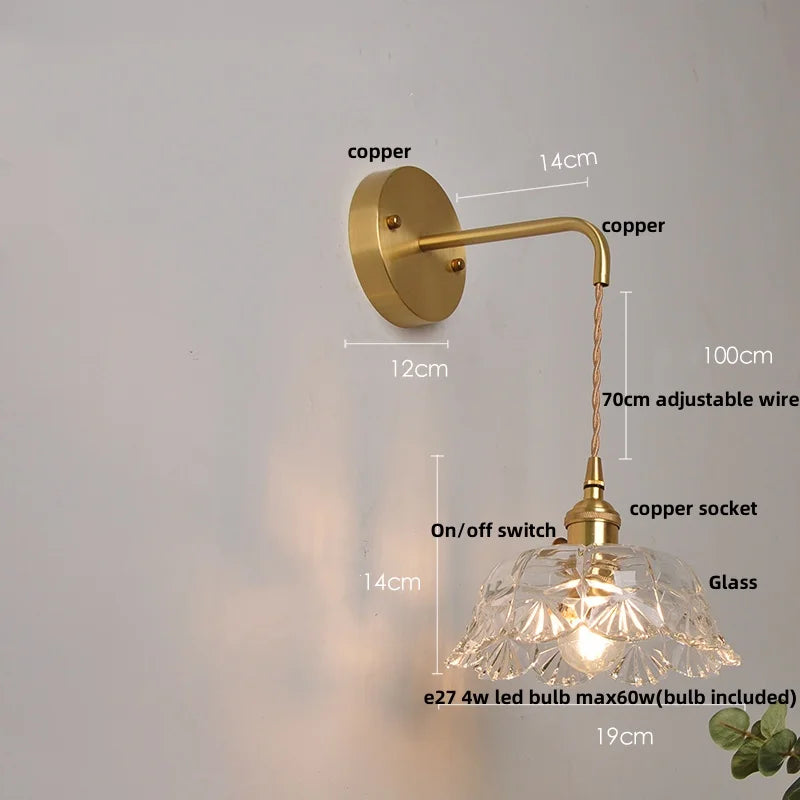 وحدة إضاءة حائط LED DecorBites™ زجاجية شفافة بمفتاح سلسلة سحب
