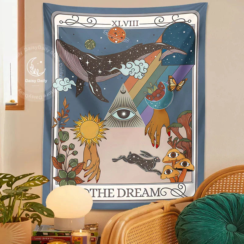 DecorBites™ Dream Tarot Tapestry: Mystical Witchy Decor for Tarot Lovers, Hippie Dorm Art