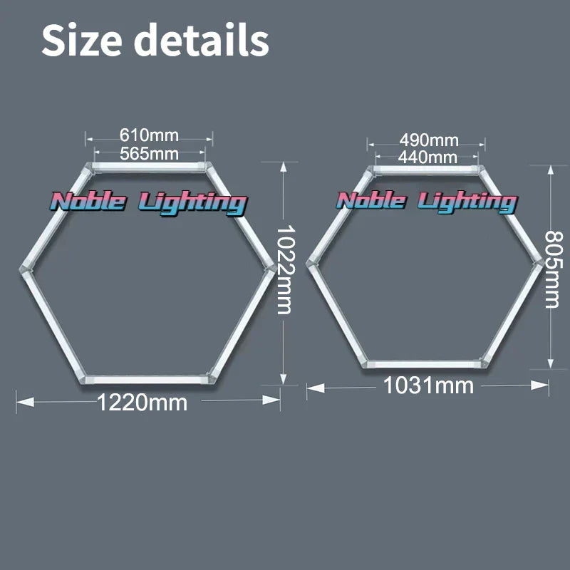 DecorBites™ Hexagon LED Car Detailing Ceiling Light - Customized for Car Showroom and Workshop