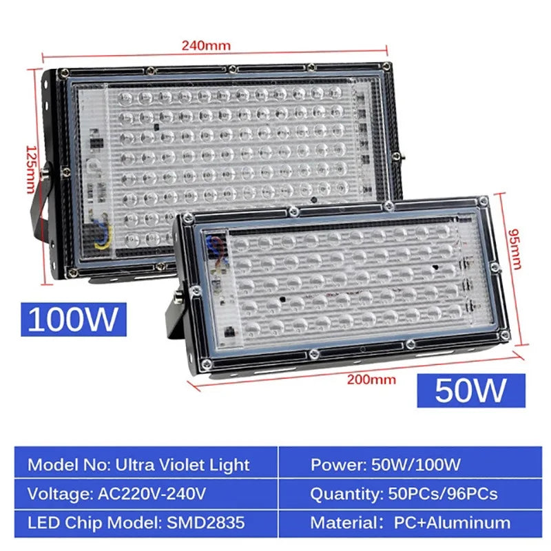 DecorBites™ 100W LED UV Blacklight for Halloween Xmas Dance Parties