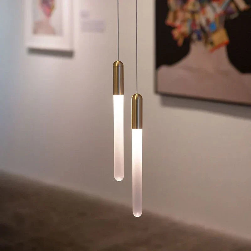 DecorBites™ Luxe Gold Tube Chandelier for Dining & Bedroom Lighting