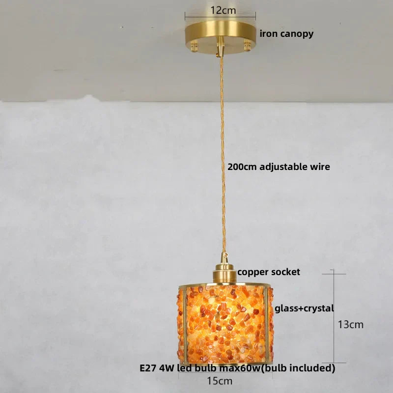 DecorBites™ Crystal Glass LED Pendant Lamp with Adjustable Copper Socket for Modern Luxury Décor