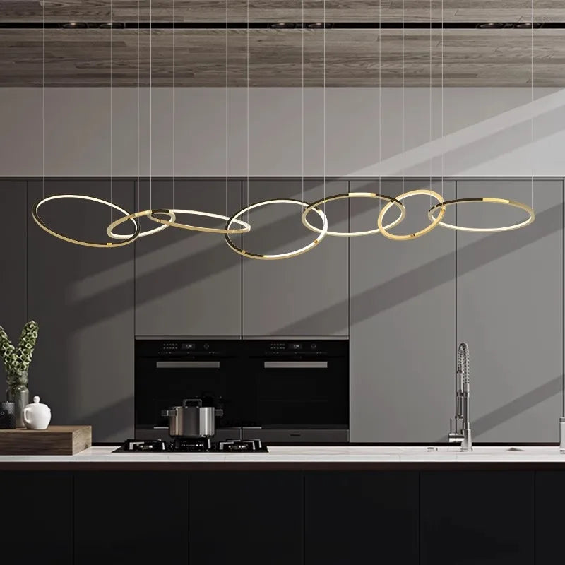 DecorBites™ Gold Stainless Steel Circles Pendant Lights for Dining Room Home Decor