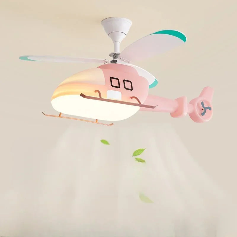 مروحة سقف طائرة هليكوبتر DecorBites™ ثريا للأطفال أزرق وردي لغرفة الأطفال