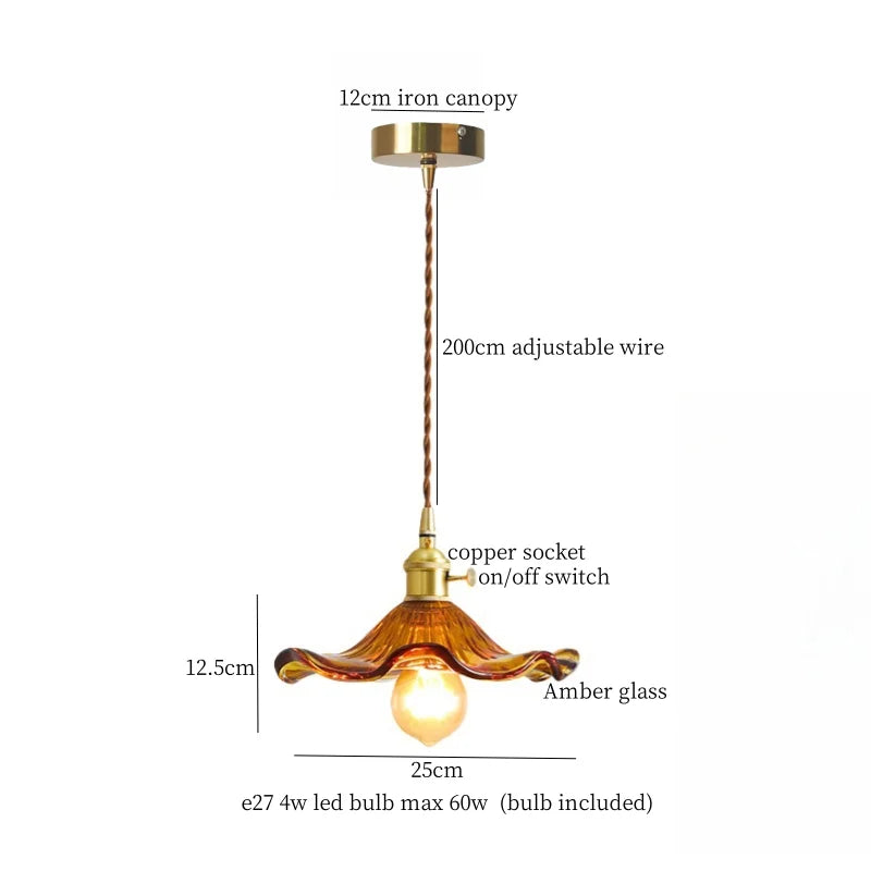 DecorBites™ Glass LED Hanging Lamp | Minimalist Copper Pendant Light