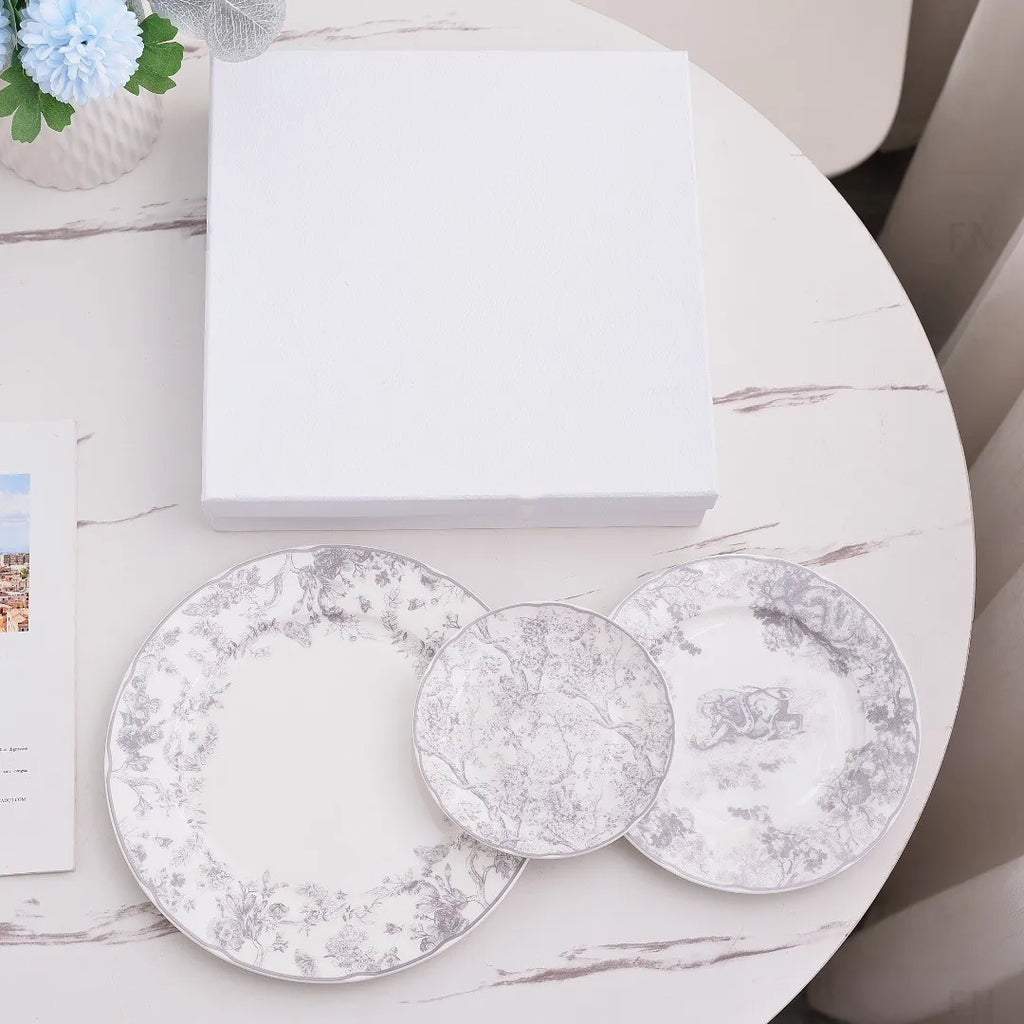 DecorBites™ Jungle Bone China Dinner Plates, Dessert Tray, Snack Dish - Tableware Dinnerware
