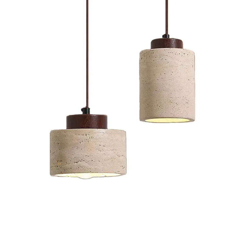 Modern Travertine Stone Pendant Light In Beige