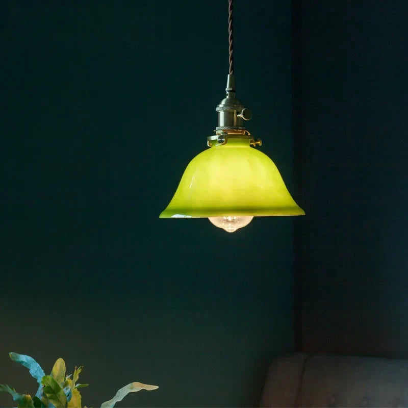 DecorBites™ Green Glass LED Pendant Light for Home Decor and Cafe Lighting