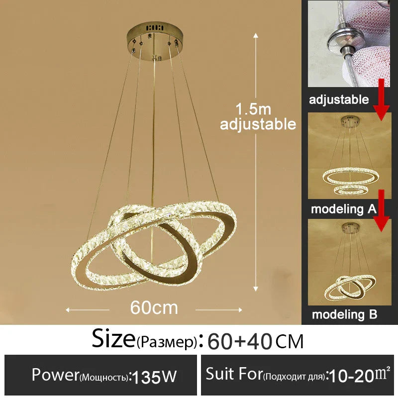 ثريا كريستالية ذهبية لامعة DecorBites™ Gold Gloss LED على شكل حلقة لغرفة المعيشة العصرية الفاخرة