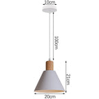 Nordic White Iron Pendant Light With Wood Accent