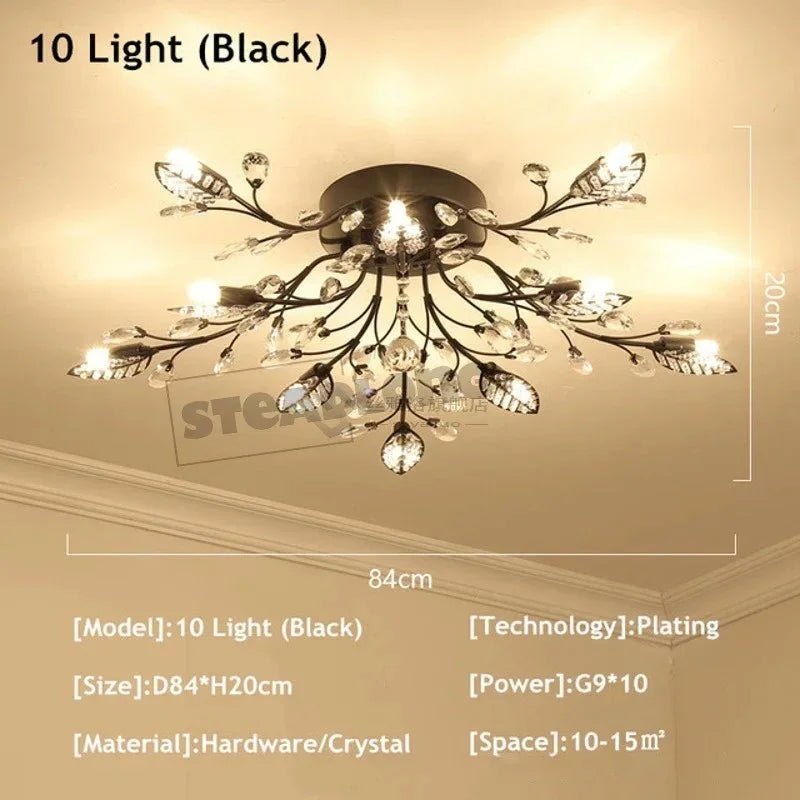 DecorBites™ Crystal Ceiling Chandelier LED Light Fixture for Living Room Bedroom Kitchen