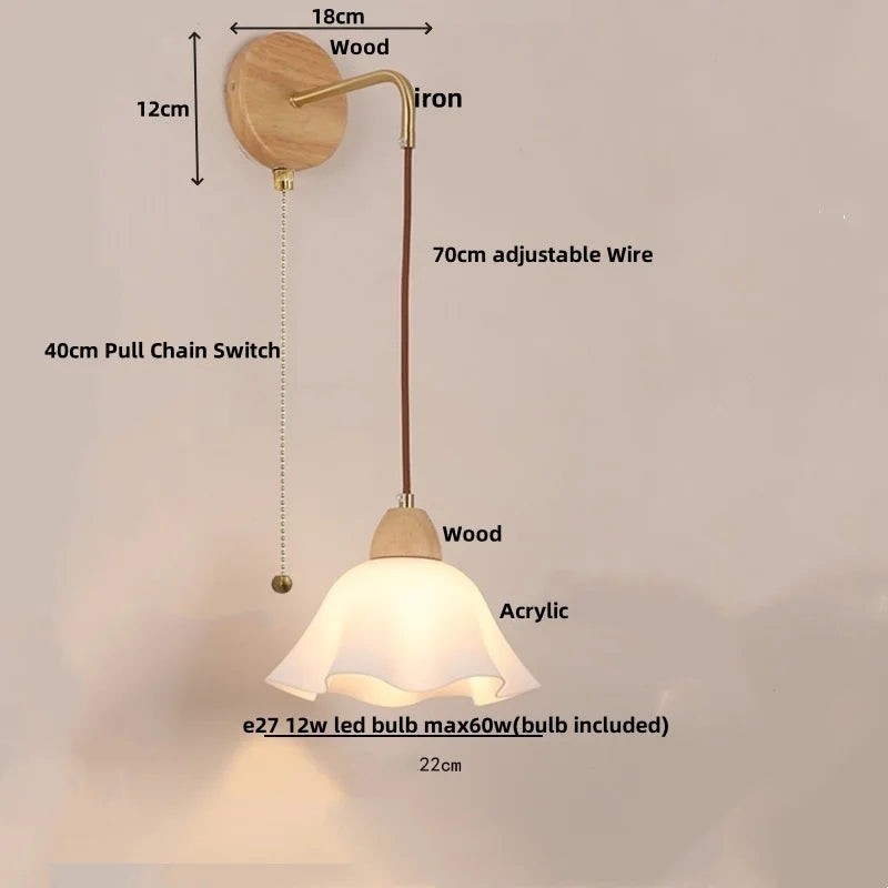 DecorBites™ Adjustable LED Wall Light Fixture with Ceramic Wood Base for Home Decor