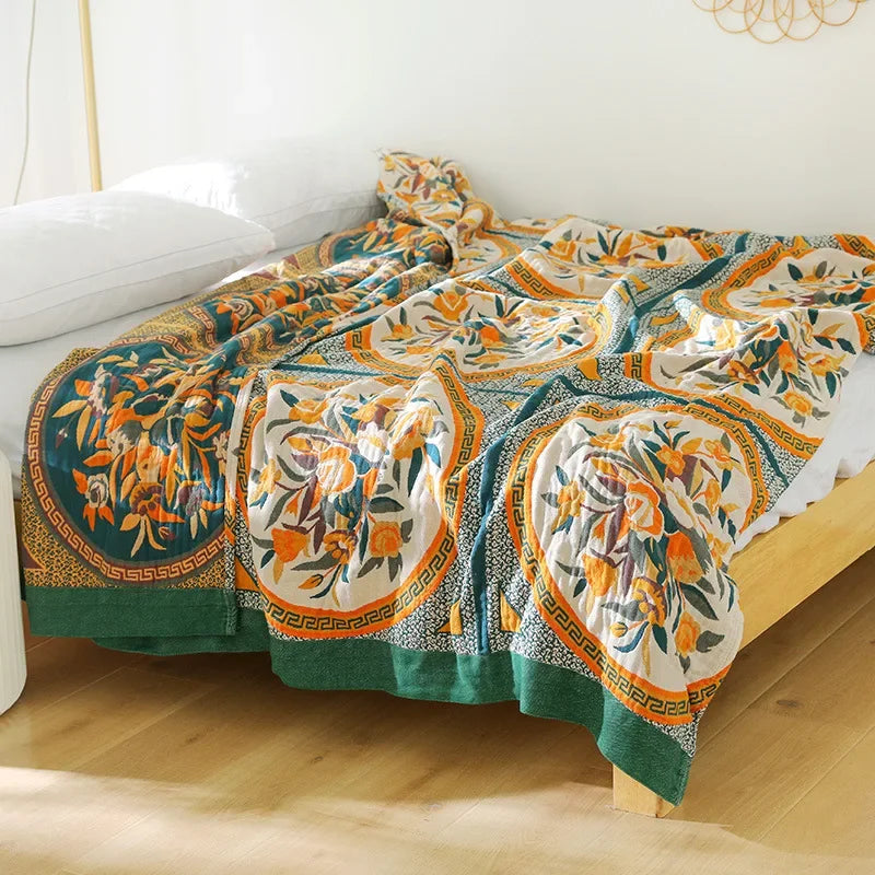 DecorBites™ 100% Cotton Nordic Throw Blanket - Soft Gauze Bedspread for Bedroom & Sofa