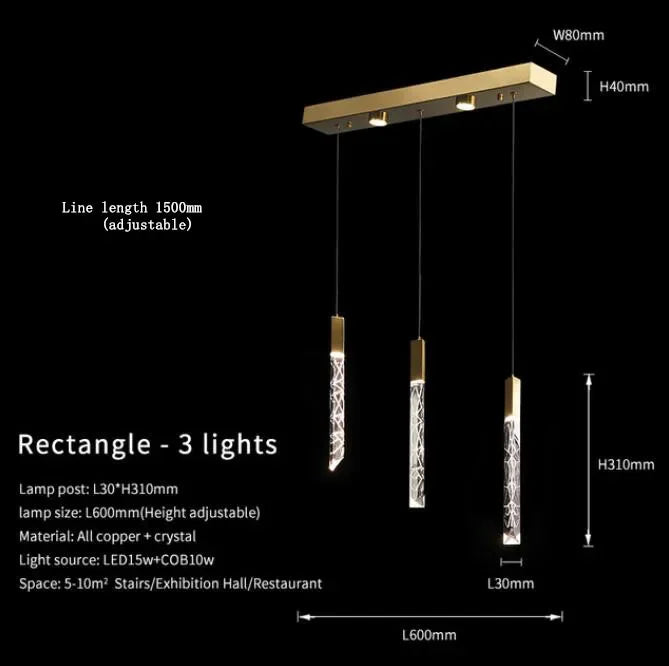 DecorBites™ ثريا ذهبية كريستال LED لغرفة المعيشة الحديثة في الدور العلوي/السلالم